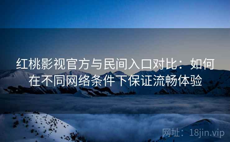红桃影视官方与民间入口对比:如何在不同网络条件下保证流畅体验